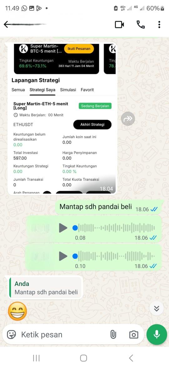 Chat Screenshot 1 - Trading Progress
